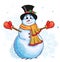 Christmas snowman graphic illustration