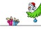 Christmas snowman little character gifts tree branch cartoon