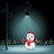 Christmas snowman pillar city background