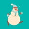 Christmas snowman running hard and getting tired. Cute cartoon c