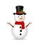 Christmas snowman with scarf on isolated background. Ice snow man for 2020 winter holiday. White cartoon snowball, snowman.