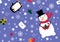 Christmas snowman seamless penguin and gifts box and letters pattern for wrapping paper and linens and fabrics