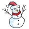 Christmas Snowman Smiling Hand Drawn. Vector Illustration