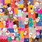 Christmas snowman & snowflakes collage pattern