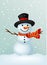 Christmas Snowman wearing a Hat and red scarf