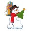 Christmas snowman wearing a top hat and scarf