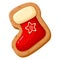 Christmas sock cookie, sweet red decorated gingerbread