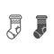 Christmas sock line and glyph icon. Stuffer sock vector illustration isolated on white. Christmas stocking outline style