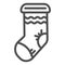 Christmas sock line icon. Stuffer sock vector illustration isolated on white. Christmas stocking outline style design