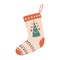 Christmas sock or stocking with pine tree. Ornate holiday stockings and socks for gifts