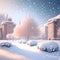 Christmas soft color snowfall city illustration realistic wallpaper