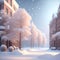 Christmas soft color snowfall city illustration realistic wallpaper