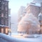 Christmas soft color snowfall city illustration realistic wallpaper