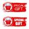 Christmas special gift and present box on red drawn banner