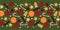 Christmas spices seamless vector border. Repeating background of star anise, apple, orange, cinnamon rolls, cookies