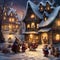 Christmas spirit with a delightful scene featuring Santa Claus surrounded by a joyful group of maus