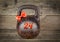 Christmas sport concept Red bow on Kettlebell