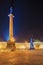 Christmas in St. Petersburg. Alexander Column on Palace Square