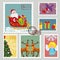 Christmas Stamps Set With Santa And Heroes