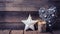 Christmas star, decorative heart, candleholder and fairy light