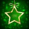 Christmas star with diamonds on green background