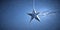 Christmas star hanging against blue sky with white clouds 3D Illustration