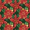 Christmas Star Poinsettia dark seamless pattern