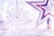 Christmas star silver purple and white snowflake . Christmas and new year background.