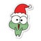 Christmas sticker cartoon of kawaii frog