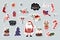 Christmas stickers collection with cute seasonal elements, isolated