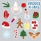 Christmas stickers pack, 16 holiday elements ready for print, raster