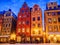 Christmas in Stockholm. Old colorful houses on the square Stortorget in Gamla Stan