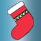 Christmas stocking. Cartoon style. Colored vector illustration. Isolated blue background. A boot for hiding a gift. Christmas.