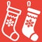 Christmas Stocking line and glyph icon,