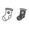 Christmas stocking line and glyph icon. Stuffer sock vector illustration isolated on white. Christmas gift outline style