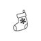 Christmas stocking line icon, new year and merry christmas, xmas sock icon, gift stocking graphics, editable stroke outline sign