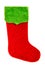 Christmas stocking. Red green sock. Winter holidays symbol