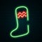 Christmas stocking. Shining neon icon. Colored vector illustration. Isolated background. A boot for hiding a gift.