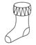 Christmas stocking. Sketch. Vector illustration. Doodle style. Coloring book for children. A boot for hiding a gift.