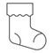 Christmas stocking thin line icon. Xmas sock vector illustration isolated on white. Stuffer sock outline style design