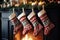 Christmas stockings hanging over a cosy fireplace on Christmas eve