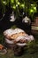 Christmas stollen festive pastry dessert on wooden board