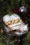 Christmas stollen festive pastry dessert on wooden board