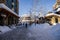 A Christmas Story in Whistler  village - Snow-covered buildings - on the roofs,  Ski resort. Traveling Canada