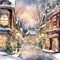 Christmas street, Ornamental watercolor, clipart - 1