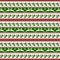 Christmas striped pattern with deers and holly