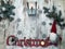 Christmas stuff: symbol, pine tree, newyear tree, santa, cone, candle, silver snowflakes on wood background