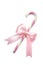 Christmas stylish pink candy cane with bow isolated
