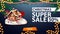 Christmas super sale, up to 50% off, blue discount banner with garlands, button and Christmas gingerbread house