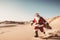 christmas surfing water beach santa sea holiday vacation claus summer. Generative AI.